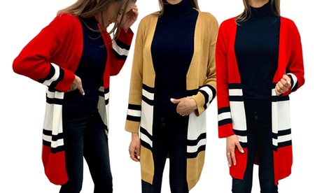 1 ou 2 cardigans longs tricolores à rayures