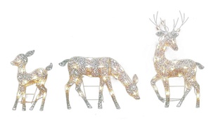 One or Three Christmas-Themed LED Reindeer Decor