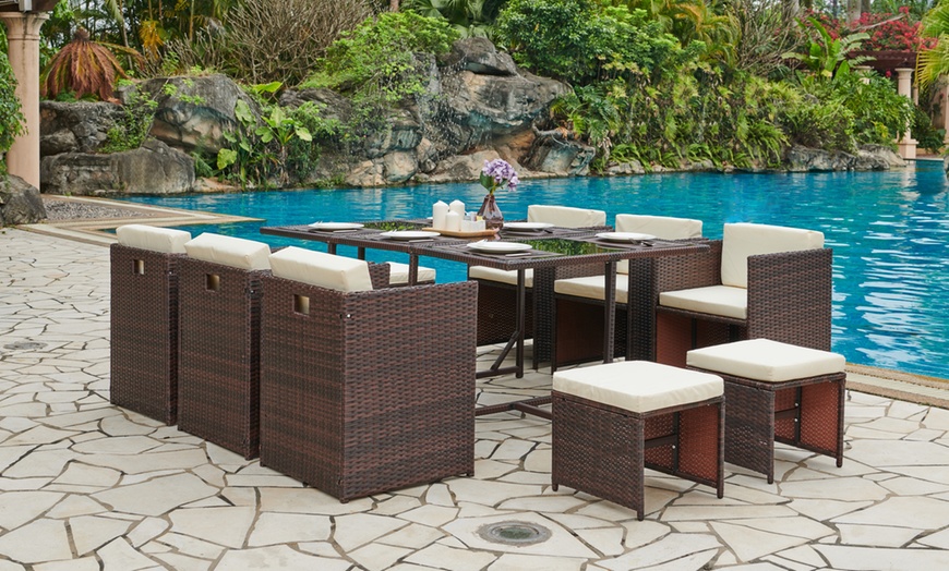 Image 3: Cube Rattan-Effect Dining Set