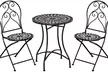 Outsunny Garden Bistro Set with Coffee Table and Two Folding Chairs - Image 4
