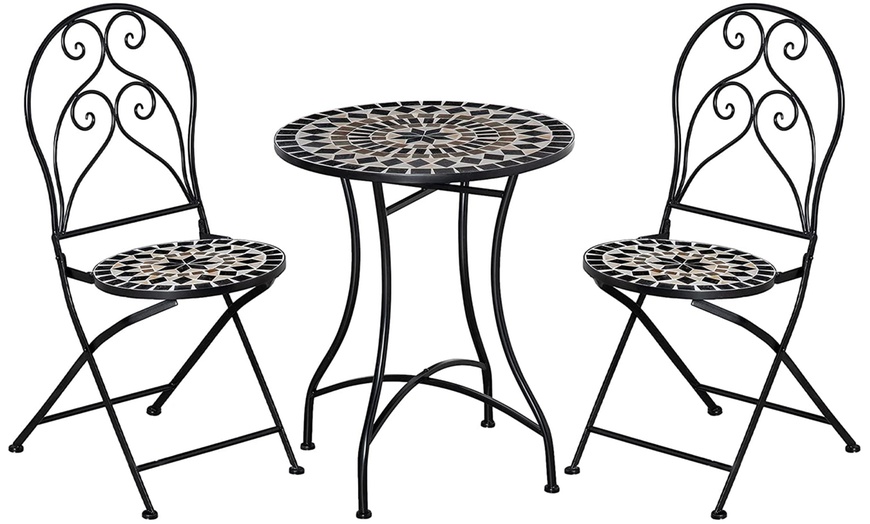 Image 4: Outsunny Garden Bistro Set with Coffee Table and Two Folding Chairs