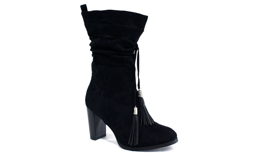 Image 1: Women's Mid-Calf Block Heel Boots