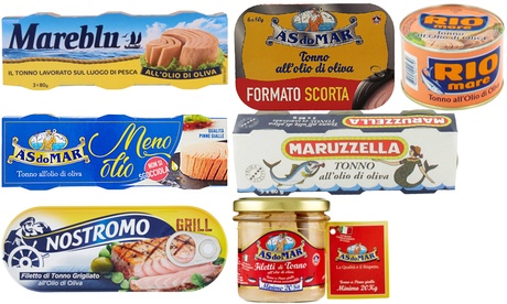 Tonno all'olio di oliva vari marchi, disponibile in varie tipologie
