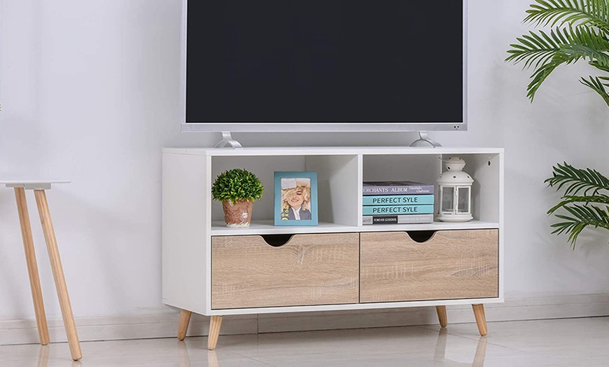 Image 1: HomCom TV Stand