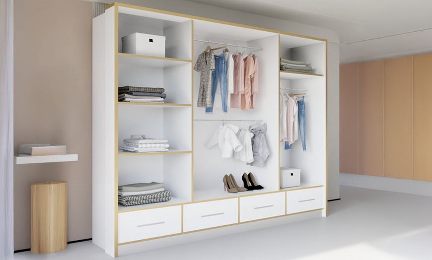 Image 12: Sweden Modern High Gloss Wardrobe with Drawers