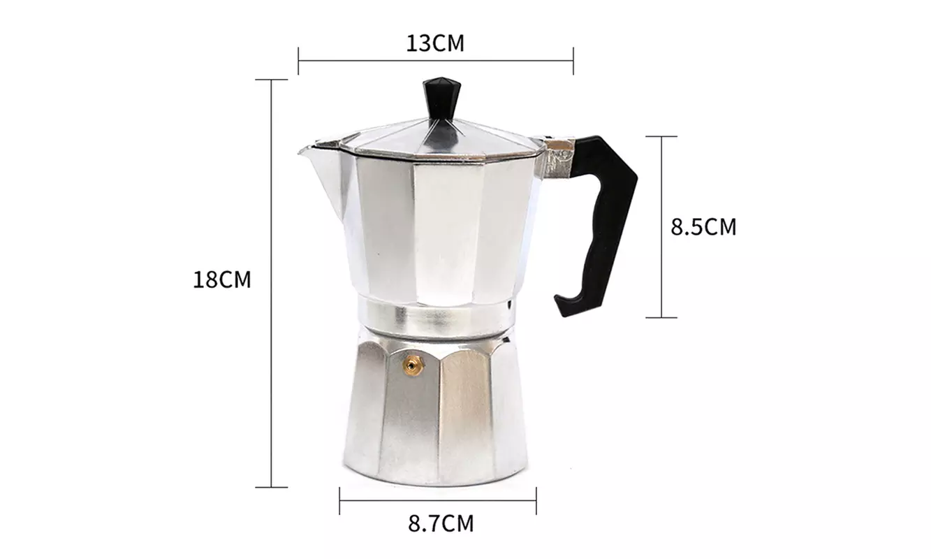 Stovetop Espresso Coffee Maker 1/3/6 Cups Moka Latte Stainless Pot