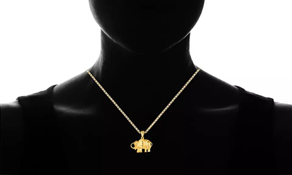 18K Gold Plated Happy Elephant Pendant Necklace - Second Medium