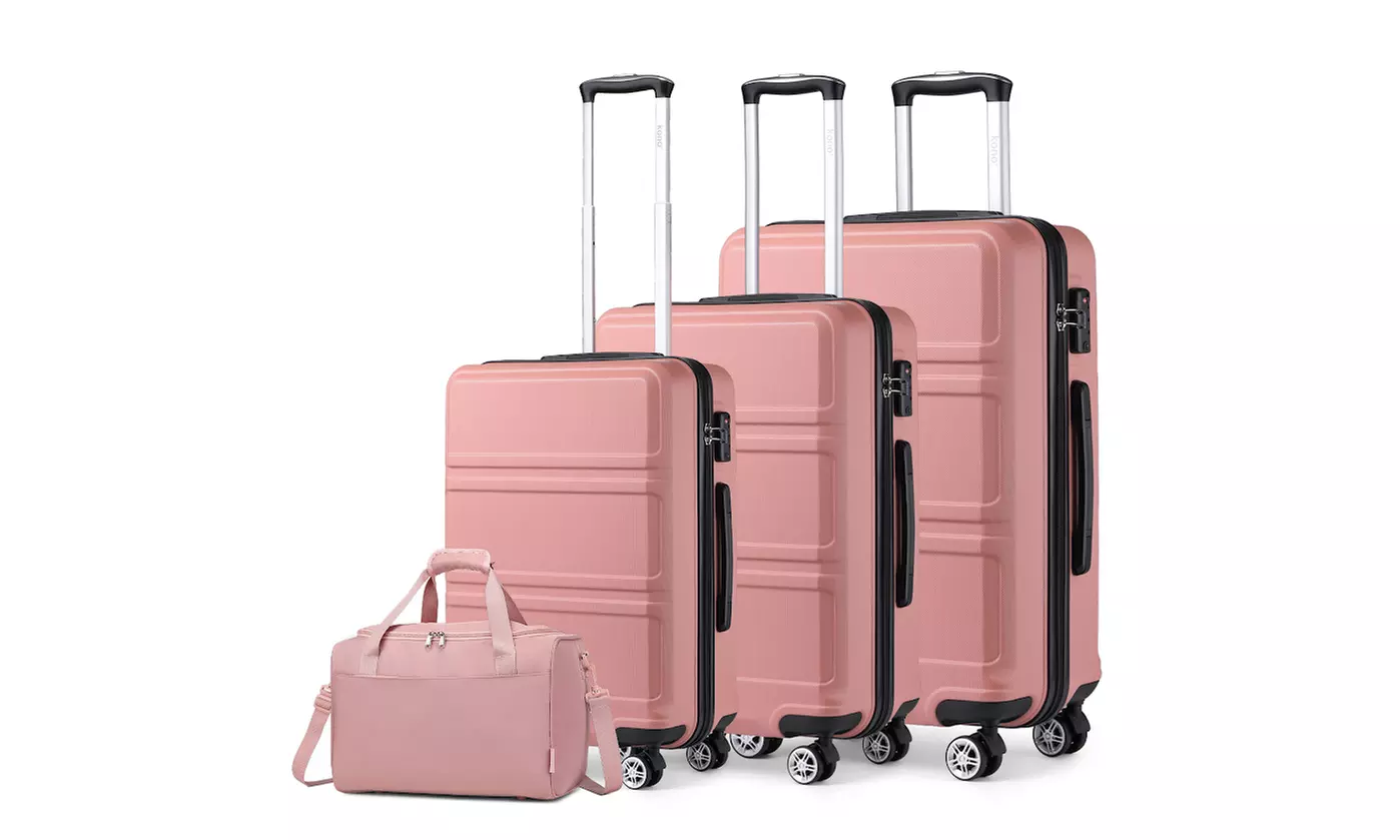 1x, 2x, 3x oder 4x KONO Hartschalen-Koffer- und Reisetaschen-Set in Rosa/Beige in der Größe nach Wahl