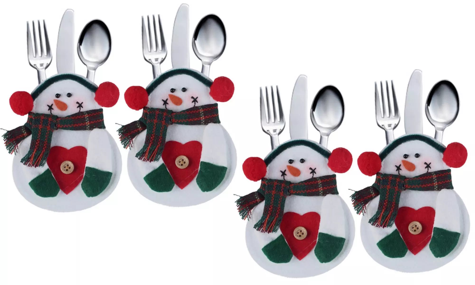 4, 8 ou 12 porte-couverts en forme de bonhomme de neige - Primary Image