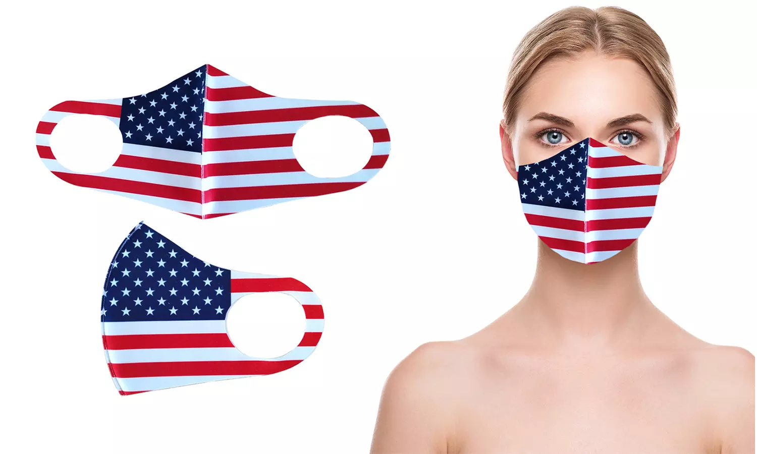 Reusable Non-Medical USA Flag Face Mask (1-, 3-, or 5-Pack) - Primary Image