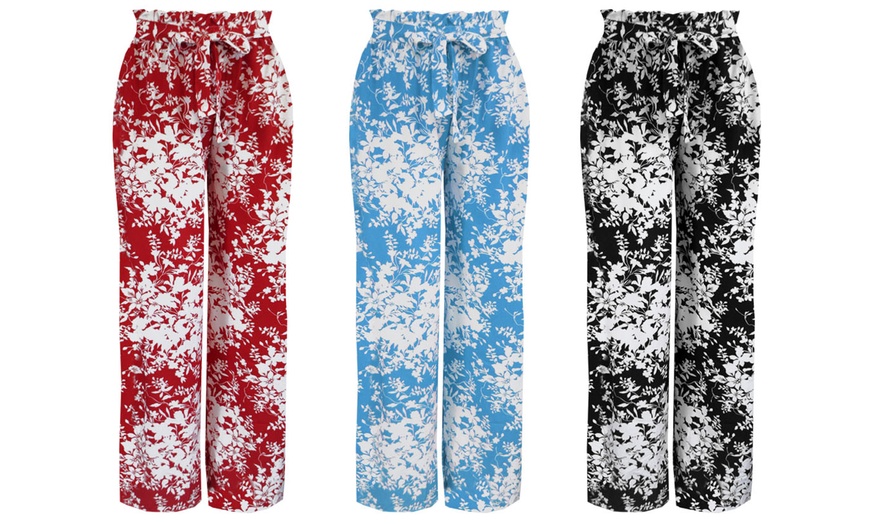 Image 2: Women's Wide-Legged Palazzo Floral-Print Pants