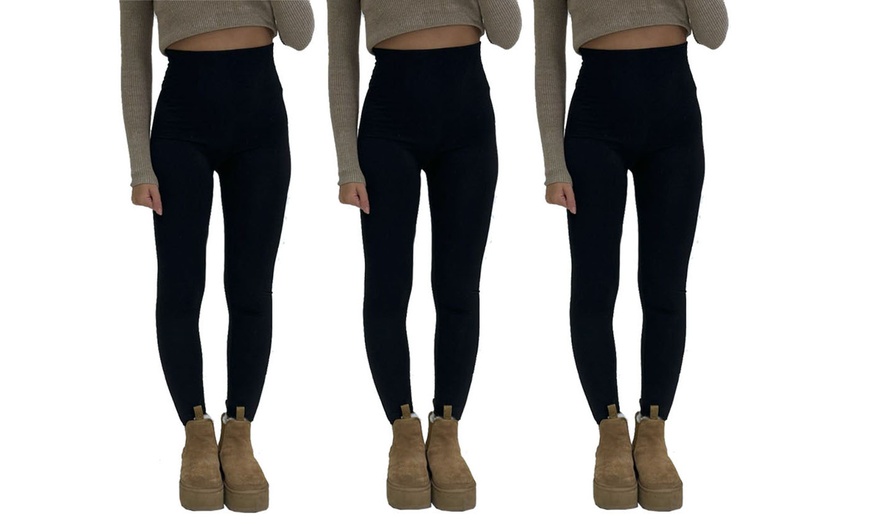 Image 6: Up to Six Packs of Ladies' High Waist Fleece Lined Leggings