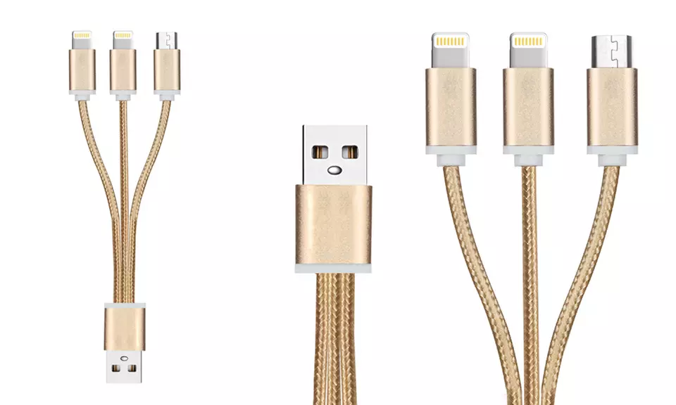 Câble de données USB  FX Powabud tressé 3 en 1, livraison gratuite - Second Medium