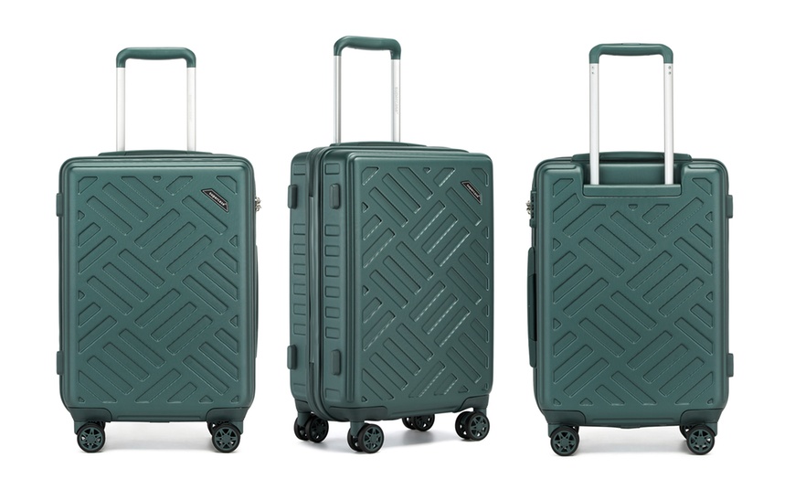 Image 3: Three-Piece Sleek Geometric Pattern Hard Shell ABS+PC Suitcase Set 