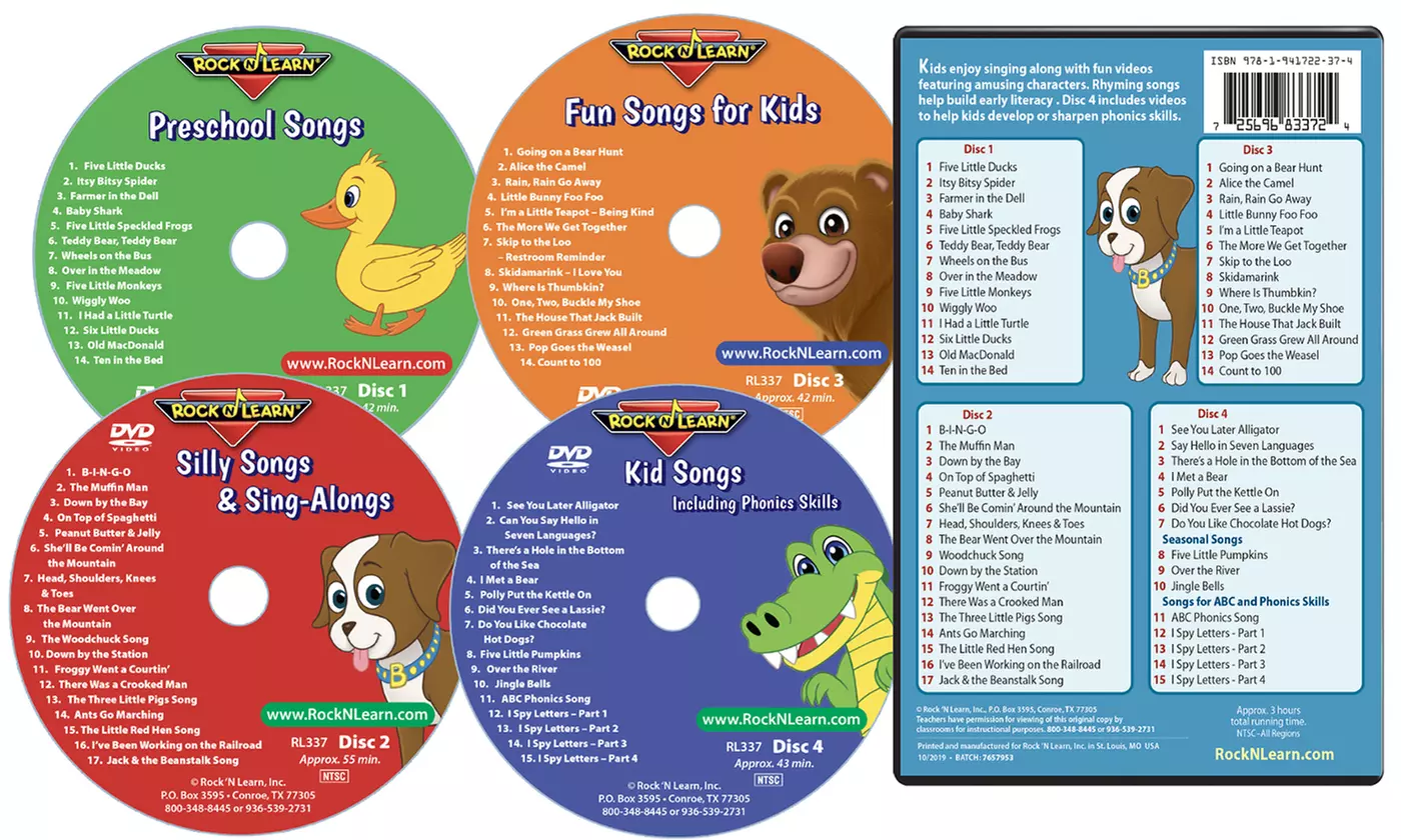 Rock 'N Learn Favorite Songs for Kids DVD Set (4-Pieces) - Second Medium