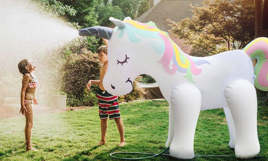 Image 1: Large Inflatable Unicorn Sprinkler