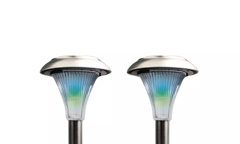 8-Pack of Solar Garden Path Outdoor LED Color-Changing Lights - Second Medium