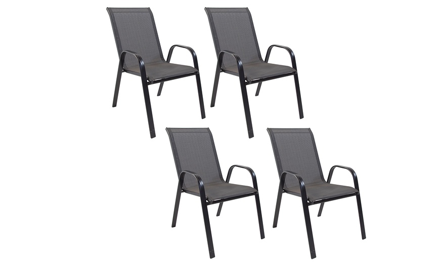 Image 2: Set di 4 sedie in acciaio e textilene