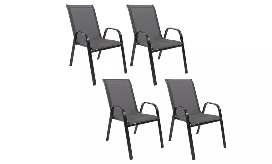 Image 2: Set di 4 sedie in acciaio e textilene
