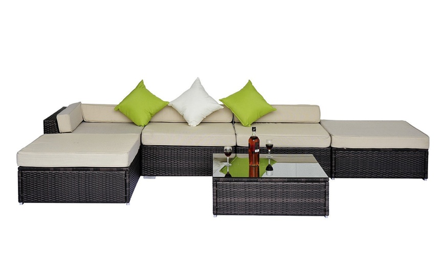 Image 4: Outsunny Modular Rattan Sofa Set