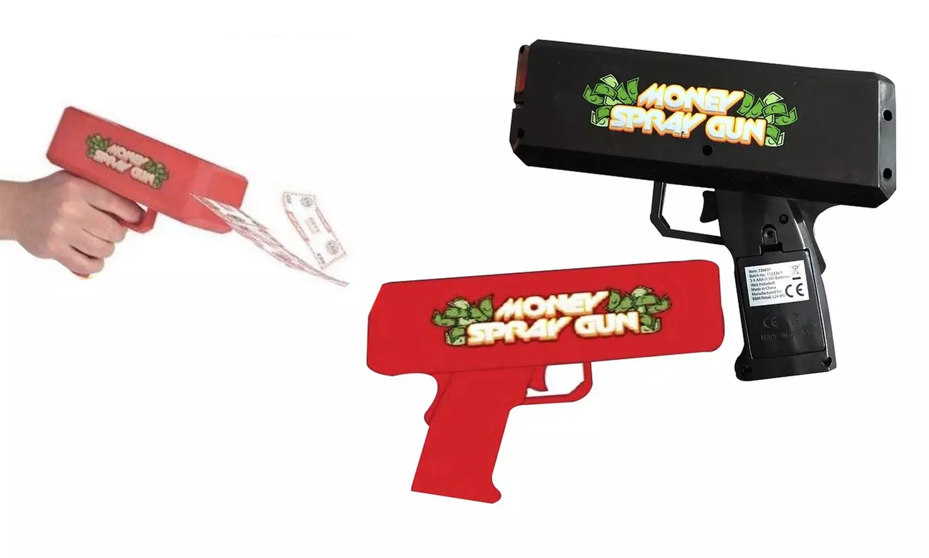 1 o 2 pistole giocattolo sparasoldi con banconote false e spedizione gratuita - Primary Image