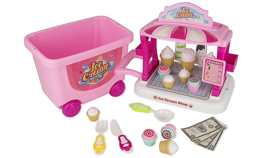 Image 3: SOKA 27-Piece Pretend Play Ice Cream Trolley Toy