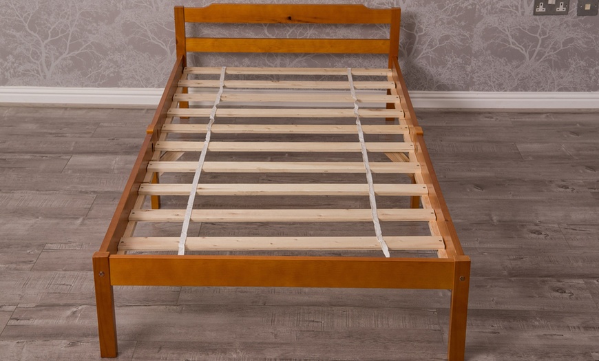 Image 1: Pine Wood Bed Frame