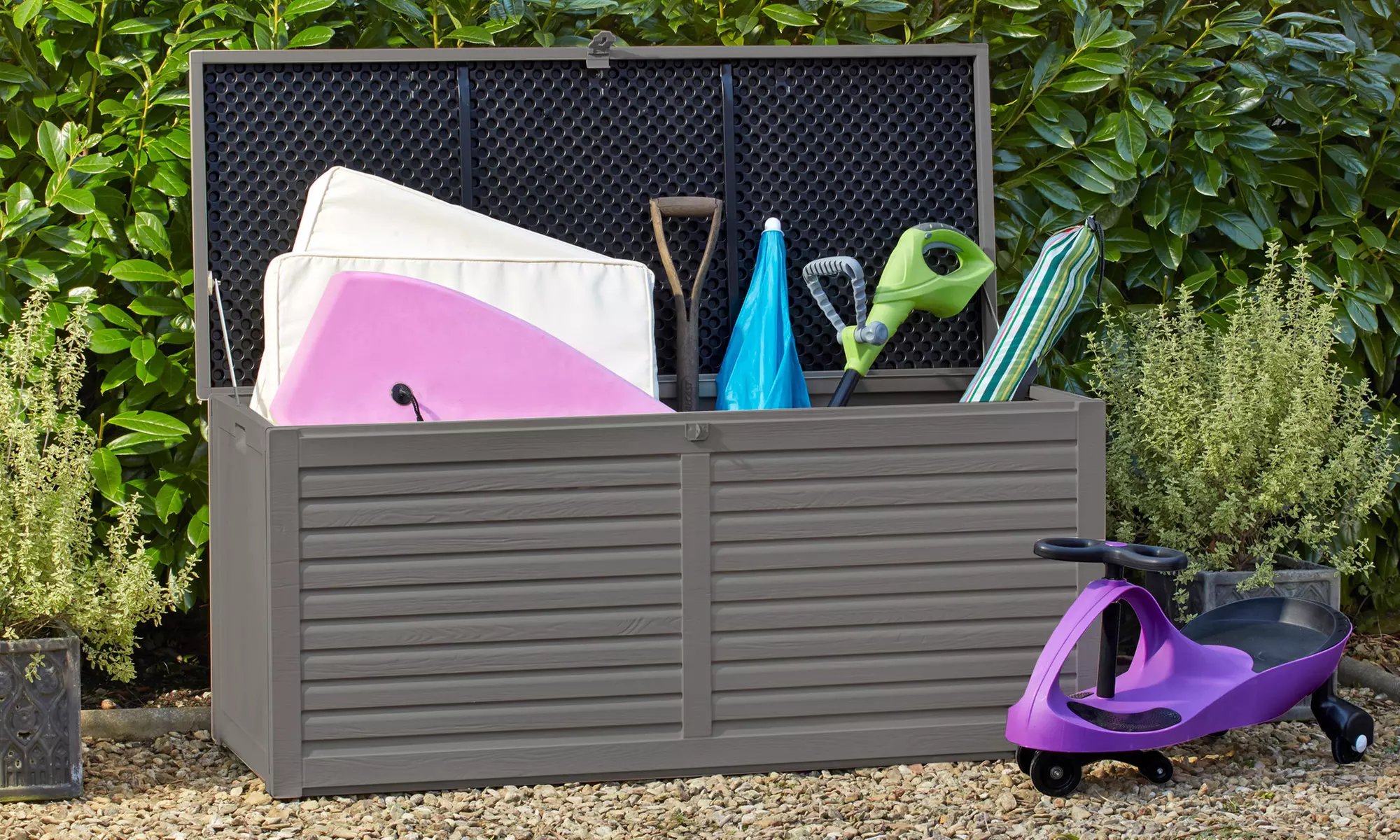 Garden Gear 270L or 490L Lockable Garden Storage with Sit on Lid