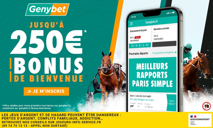 Image 2: Offre de bonus au choix sur votre 1er pari sportif / hippique Genybet