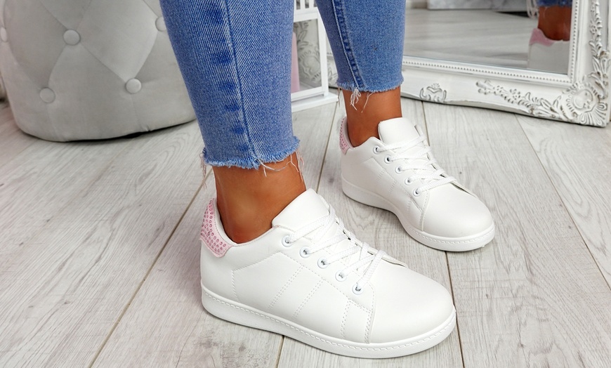 Image 10: Women's Lace-up Studded Trainers