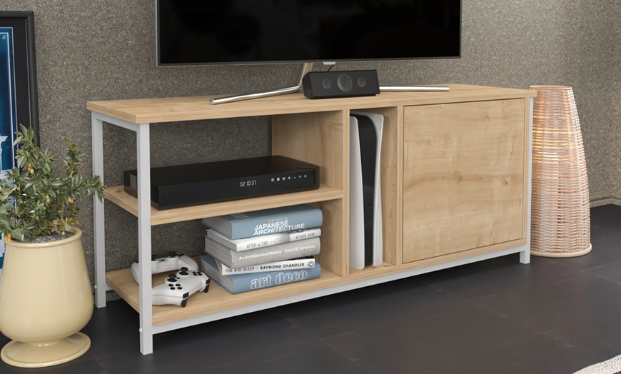 Image 15: Neola Media Television Stand with Open Shelves and Cabinet