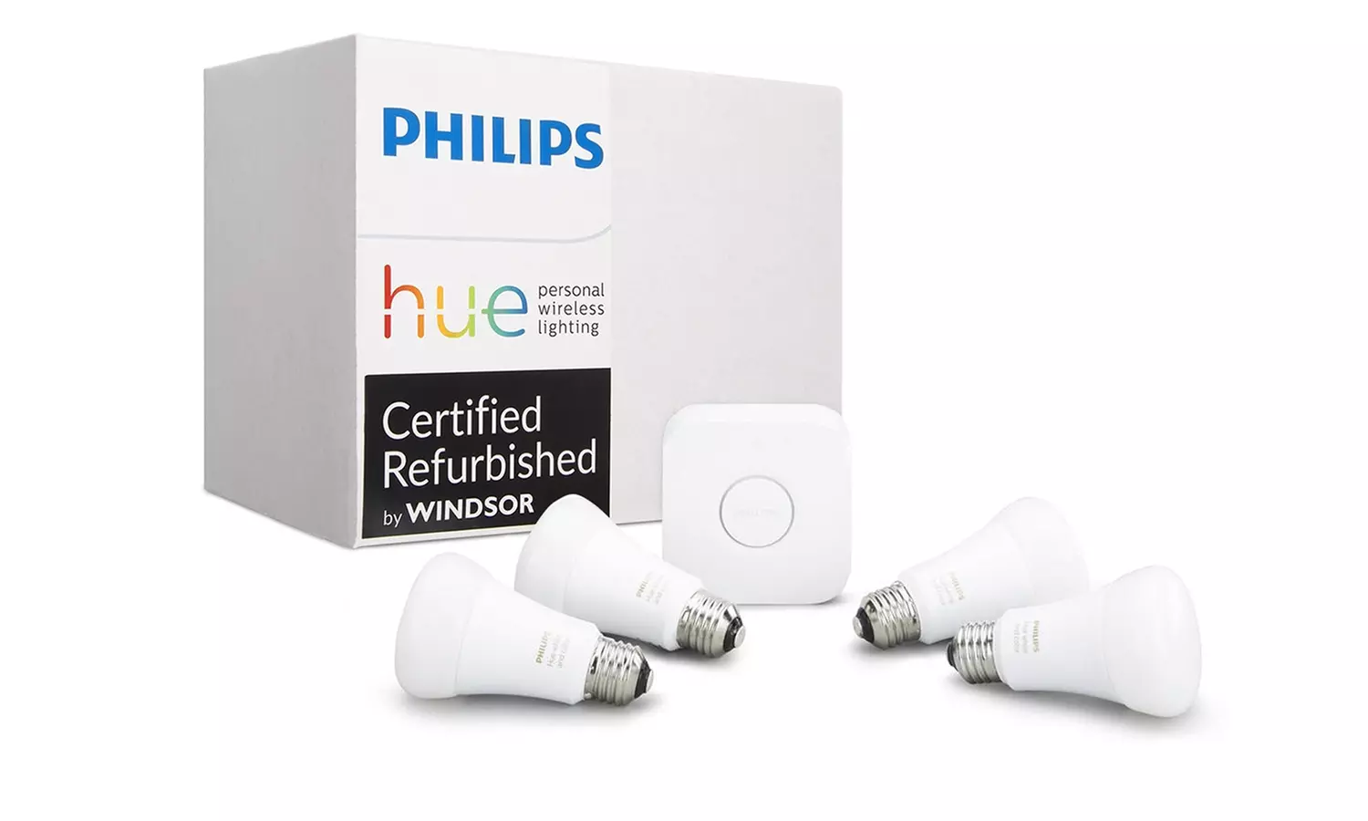 Philips Hue White/Color 4-Bulb A19 Gen 3 Smart Starter Kit with Bridge (Certified Refurbished) - Second Medium