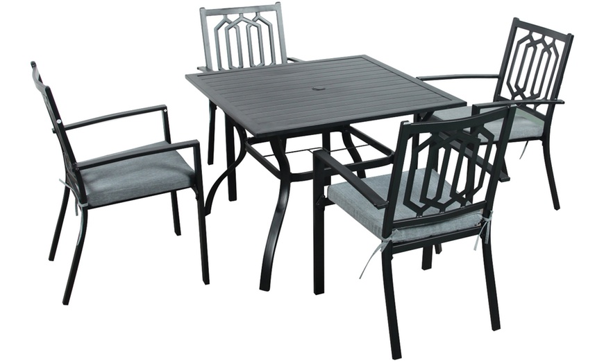 Image 4: Four-Seater Outdoor Patio Dining Set