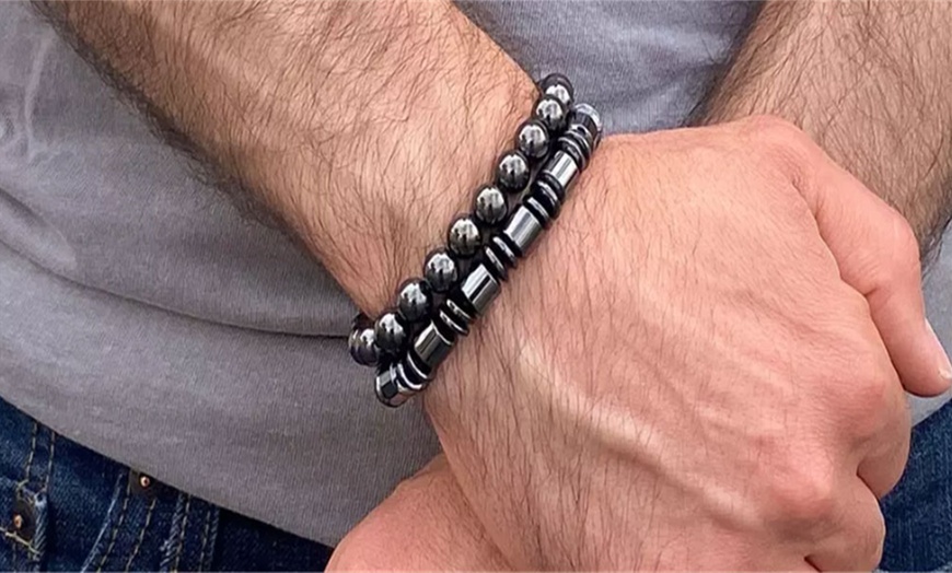 Image 2: Natural Magnetic Haematite Bracelet