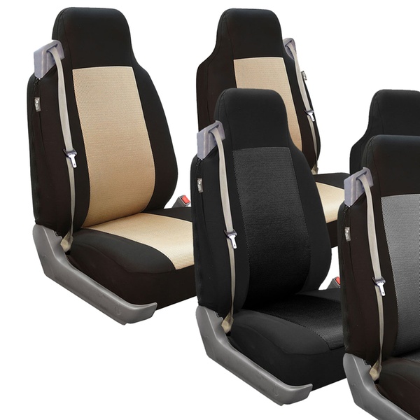 Built In Seat Belt Car Cloth Front Covers With 3d Air Mesh Panel
