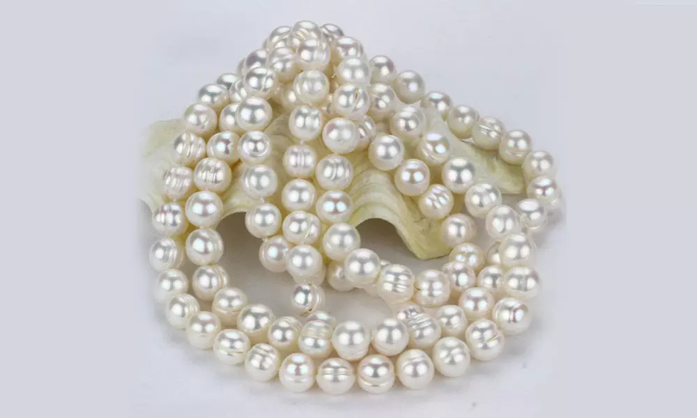 36" White Freshwater Pearl Endless Necklace by Valencia Gems
 - Primary Image