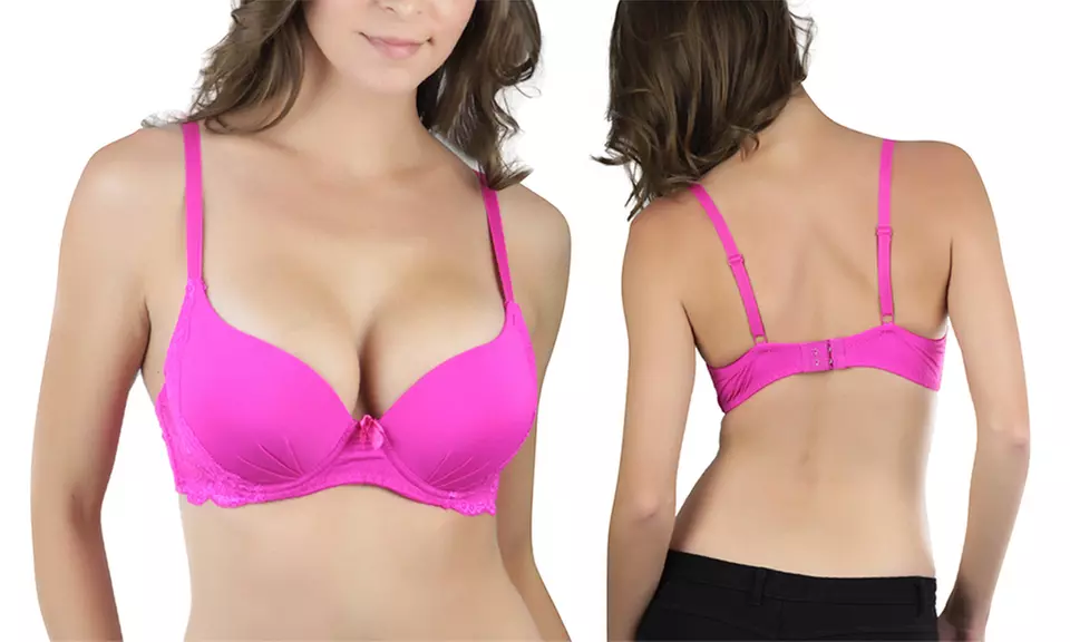 Women's Push-Up Bras With Lace Accents (6-Pack) - Second Medium