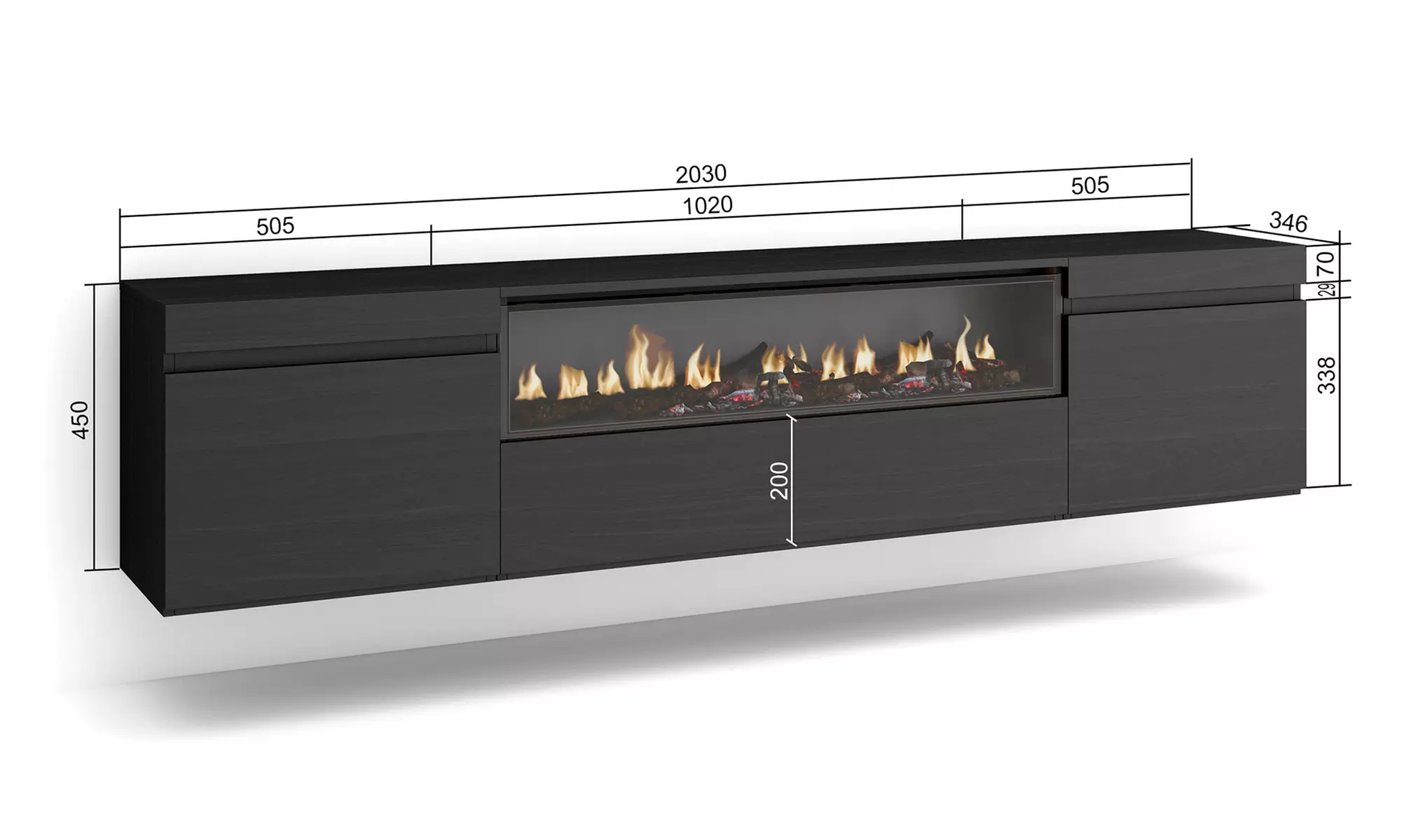 TV-Schrank mit/ohne LED-Elektrokamin