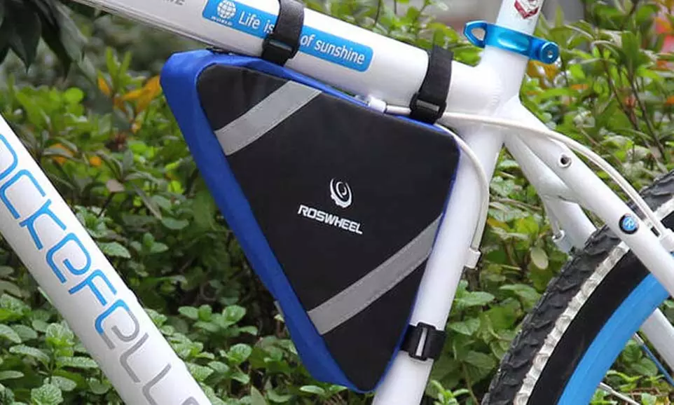 Dreieck-Fahrradtasche in Orange oder Blau - Primary Image