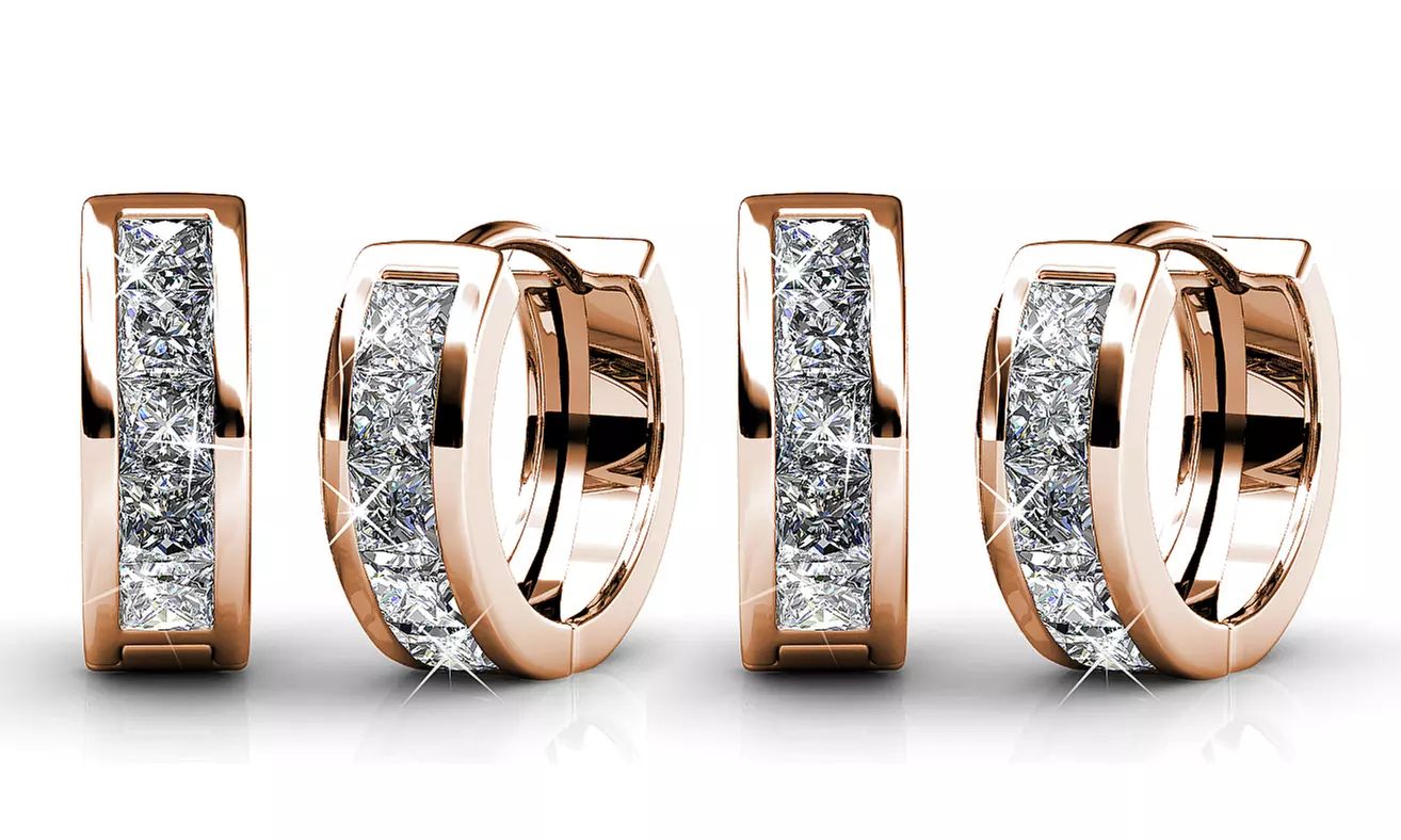 1x, 2x oder 3x Damen-Creolen mit österreichischen Kristallen