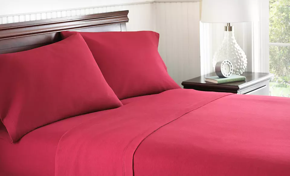 4-Piece Egyptian-Cotton-Blend Jersey-Knit Sheet Sets (Up to 77% Off). 5 Colors Available. Free Shipping and Returns. - Primary Image