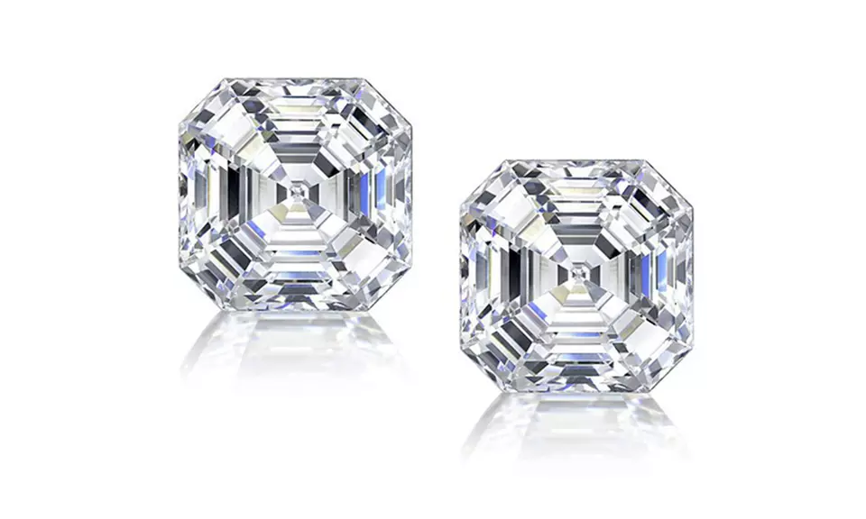 Asscher Cut Cubic Zirconia Stud Earrings in Sterling Silver - Primary Image