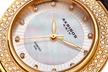 Akribos XXIV Women's Diamond Dial & Crystal Bezel Genuine Leather Watch - Second Medium