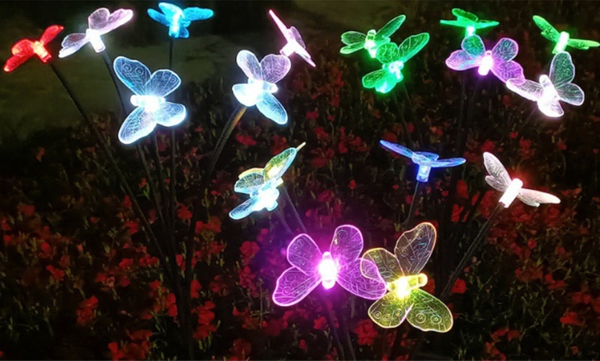 Image 3: One or Two Solar Landscape Honey Bee Butterfly Path Lights