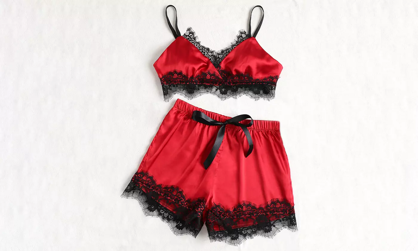 Pyjama satin avec brassière et shorty, différentes tailles disponibles - Second Medium
