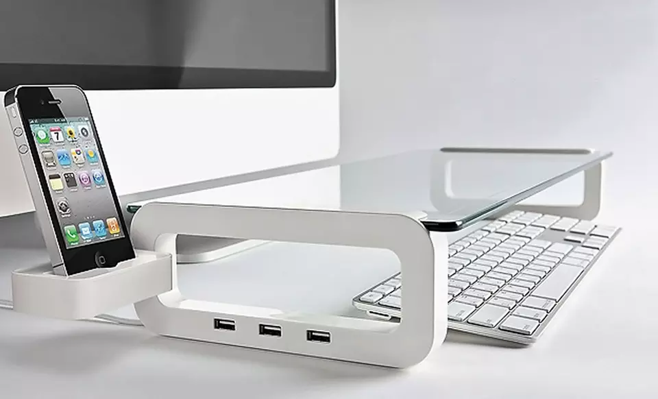 AccessoryGeeks U-Board Monitor Riser Stand with 3 USB Ports and Cup Holder - Primary Image