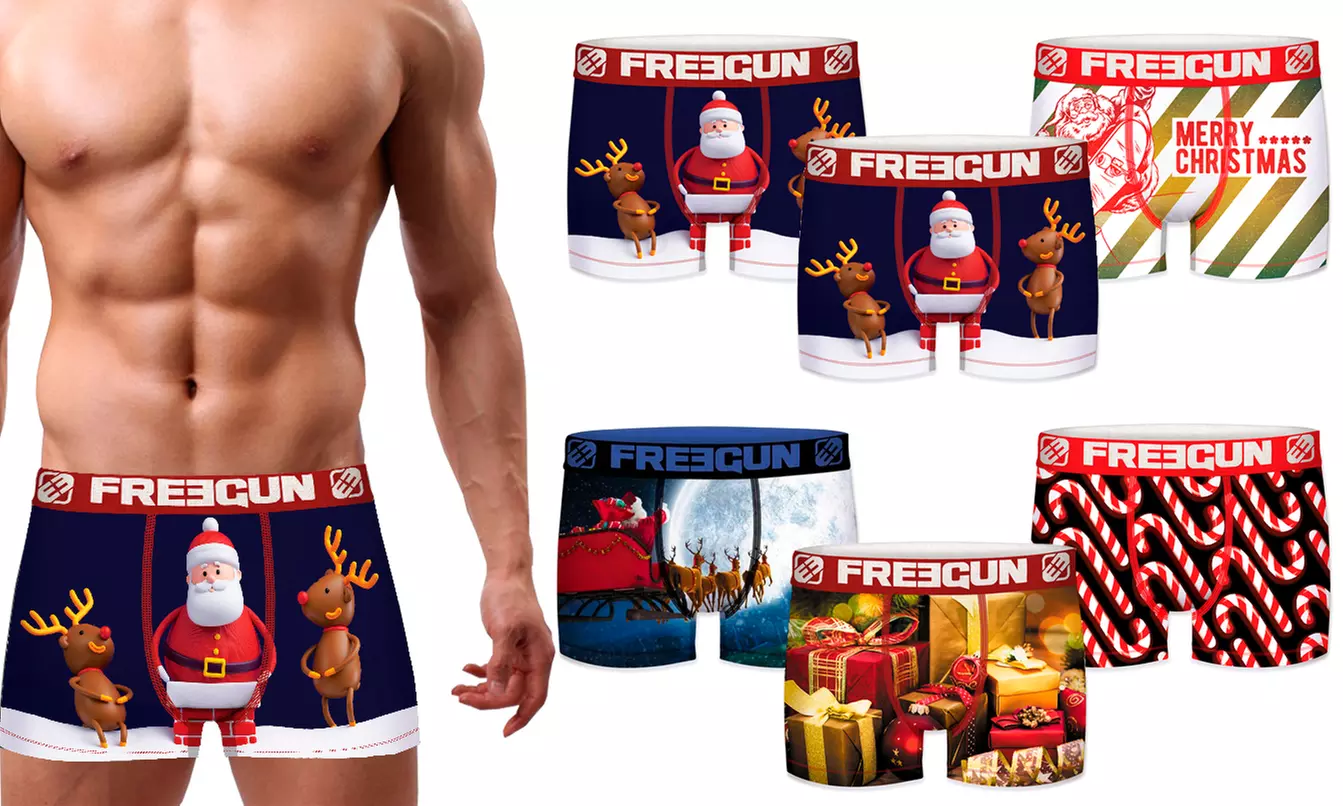 Lot de 3 ou 6 boxers homme de la marque Freegun collection Noël - Primary Image