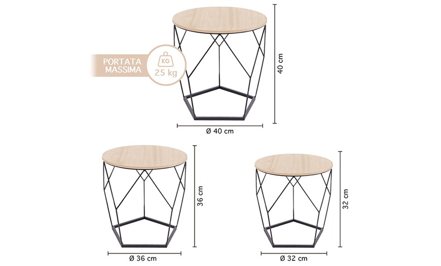 Image 20: Set di 3 tavolini da soggiorno