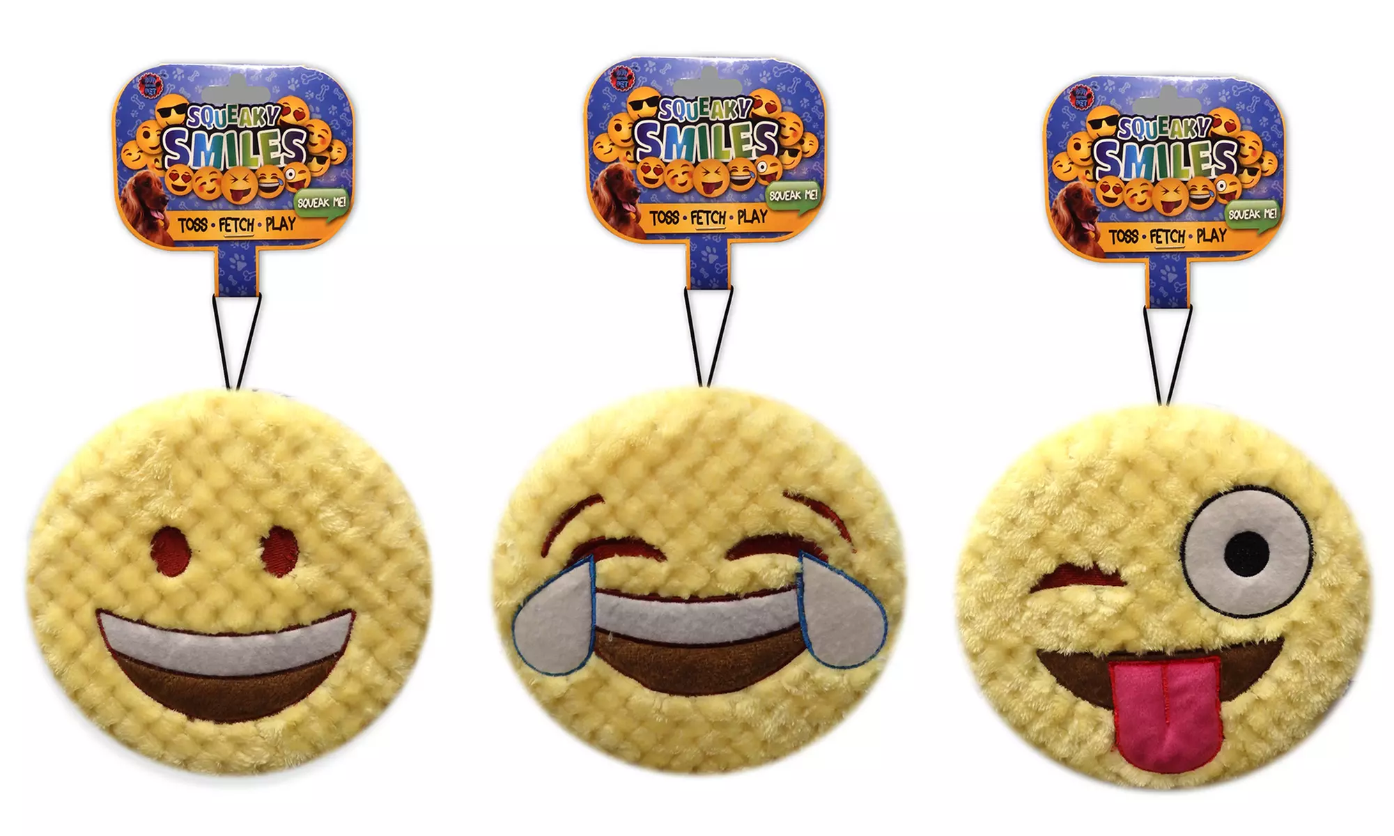 Bow Wow Pet Squeaker Emoji Dog Toys (6-Pack) - Second Medium