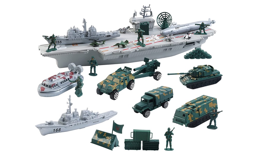 Image 6: Aircraft Carrier Toy with Scale Model Vehicles